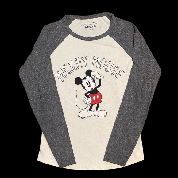 SPAO x Disney Bewildered Thinking Mickey Mouse Raglan T-Shirt Baseball Tee Small - Picture 1 of 9